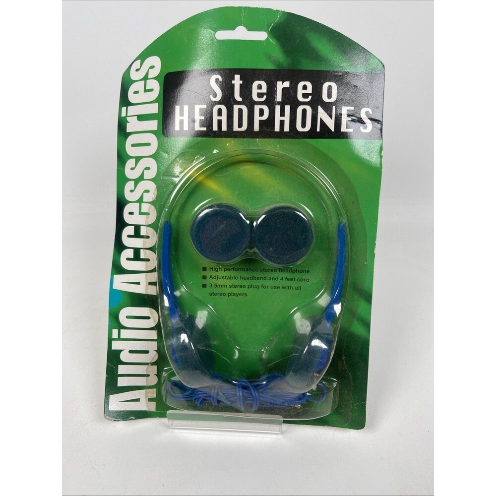 Vintage Audio Wired Headphones Accessories Stereo 3.5 mm Jack Foam Ear Pads Blue